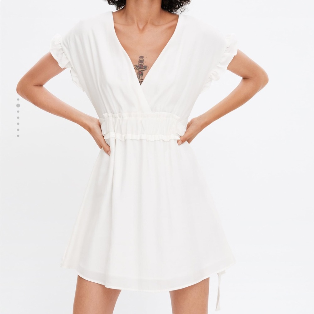 Zara White dress with Bows size XS - Picture 2 of 9